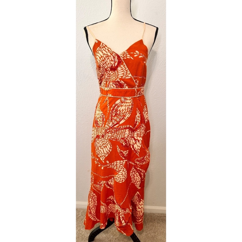 Land of The Free Boho Orange/Pink Spaghetti Strap Lightweight Maxi Dress, Med